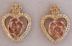 Black Hills Gold Heart Rose Earrings