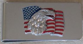Eagle Head on US Flag Money Clip